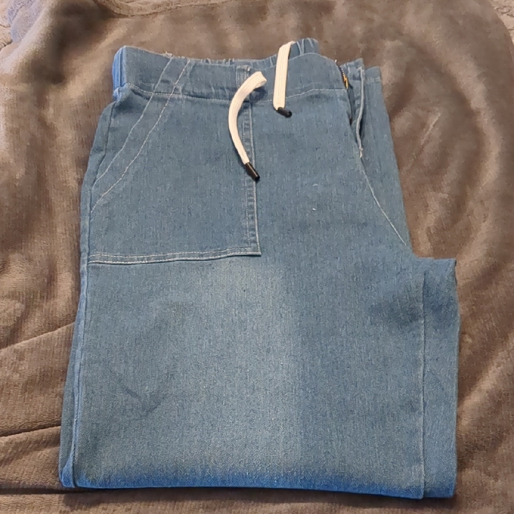 Blue Casual Drawstring Pants